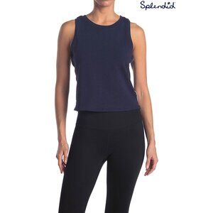 SPLENDID STUDIO NWT COTTON/RAYON CROPPED NAVY BLUE YOGA TANK. SZ S